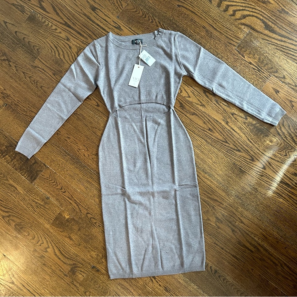 Vici Gray Midi Dress